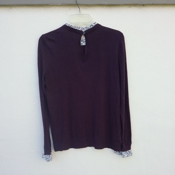 Layered Look Purple Contrast Floral Ruffle Collar Sweater Academia Gilmore Girls - Picture 8 of 12